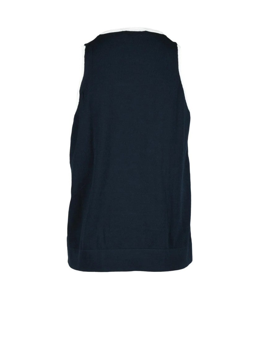 Vertige Black Cotton Tank Top With Contrasting Trim