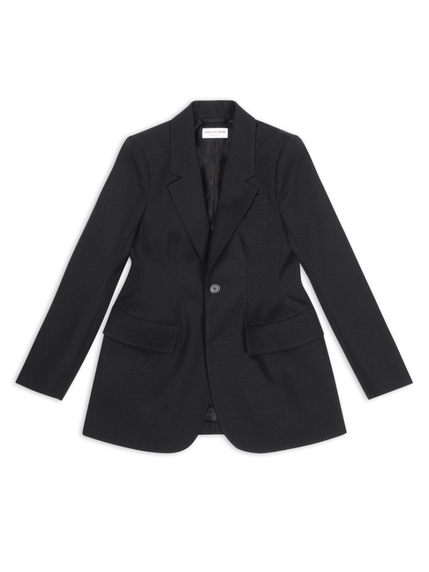 Balenciaga Tailored Black Hourglass Jacket With Classic Lapel And Defined Waist
