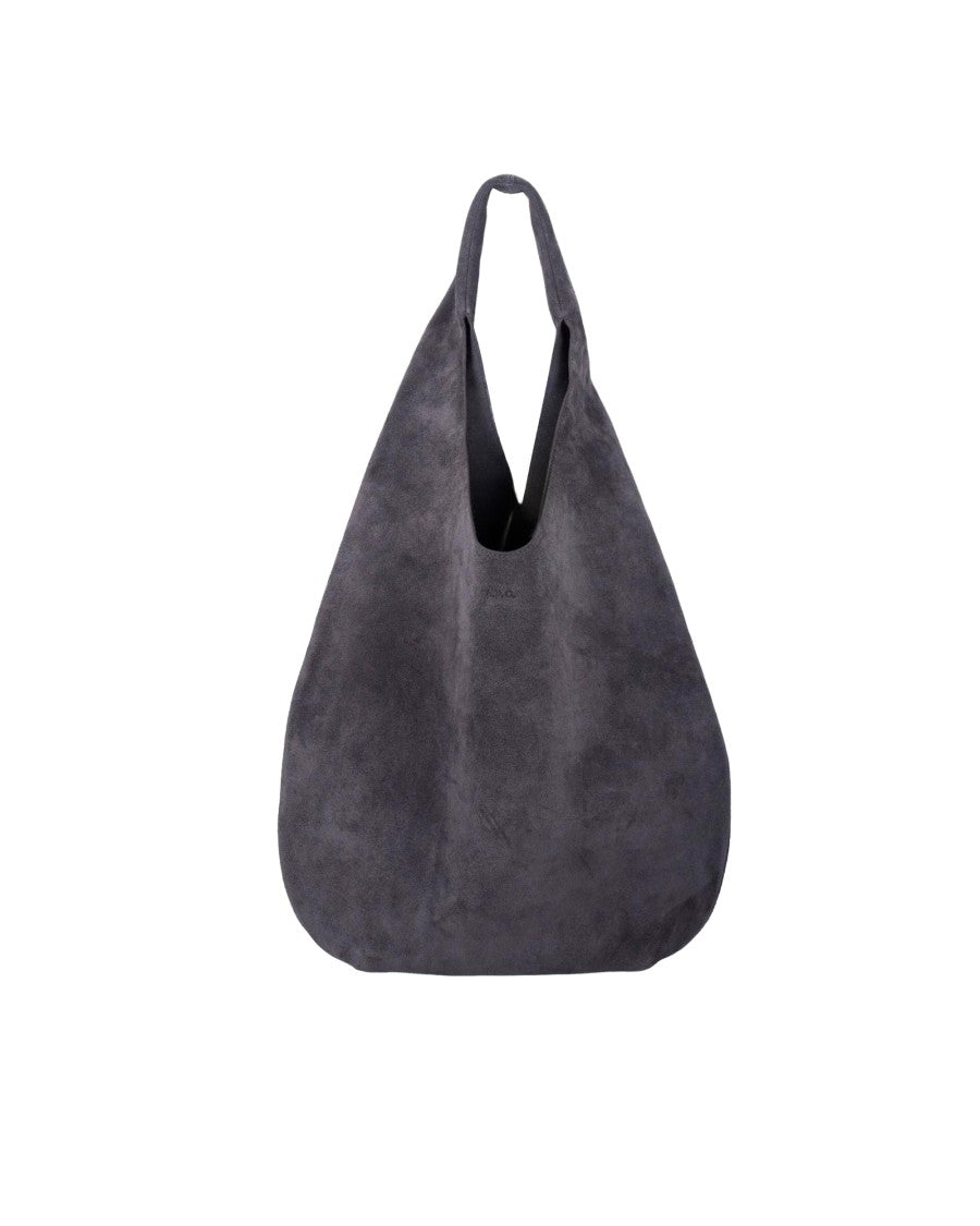 A.P.C. Slate Grey Le Neige Law Soft Suede Hobo Bag