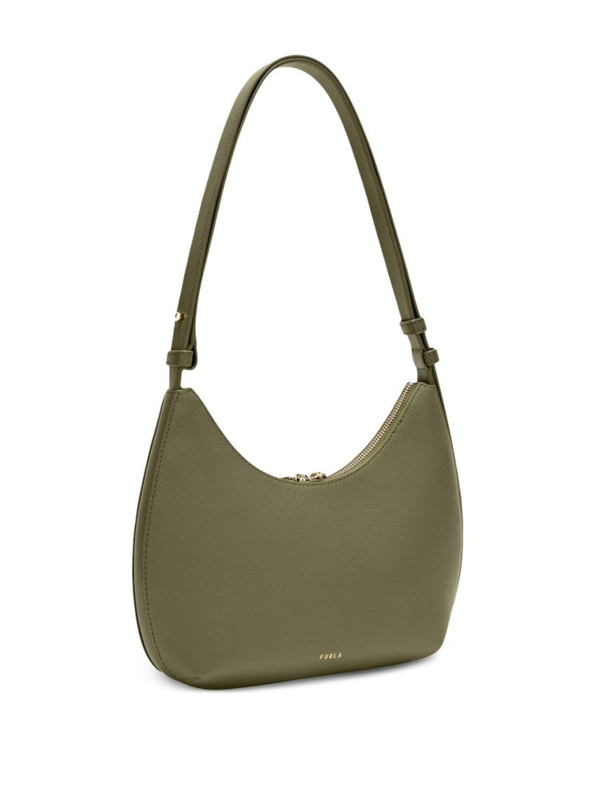 Furla Textured Leather Handbag With Crescent Silhouette