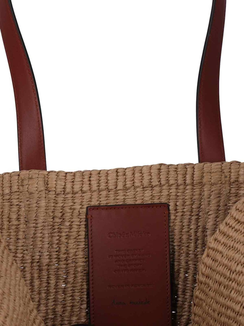Chloé Medium Raffia Tote With Leather Handles