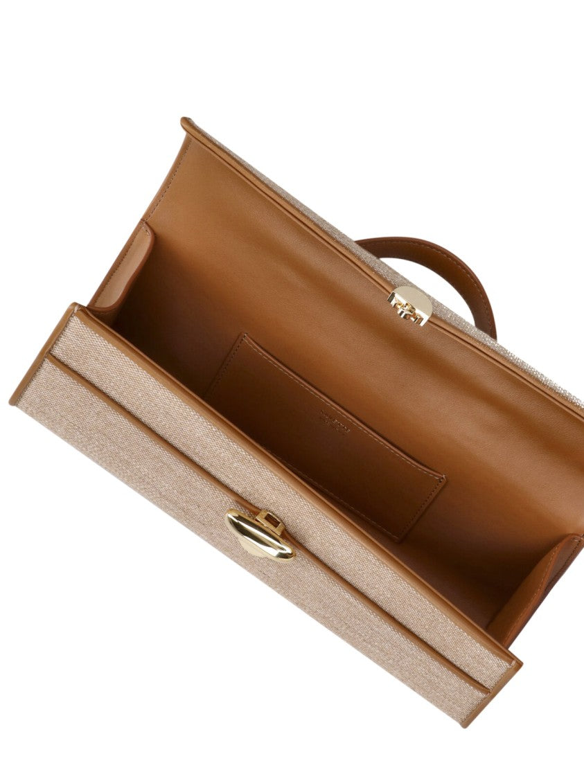 Savette Brown Fabric Slim Symmetry Clutch