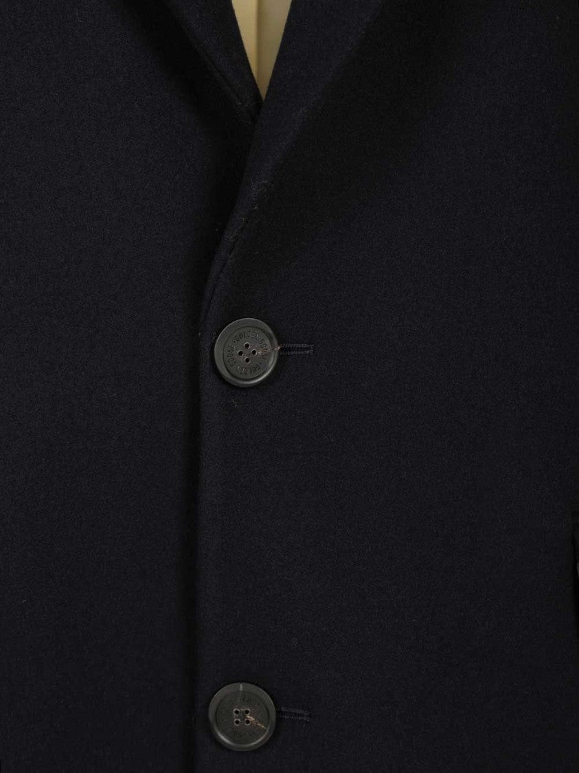 Golden Goose Single-Breasted Tailored Coat In Refined Blue Fabric