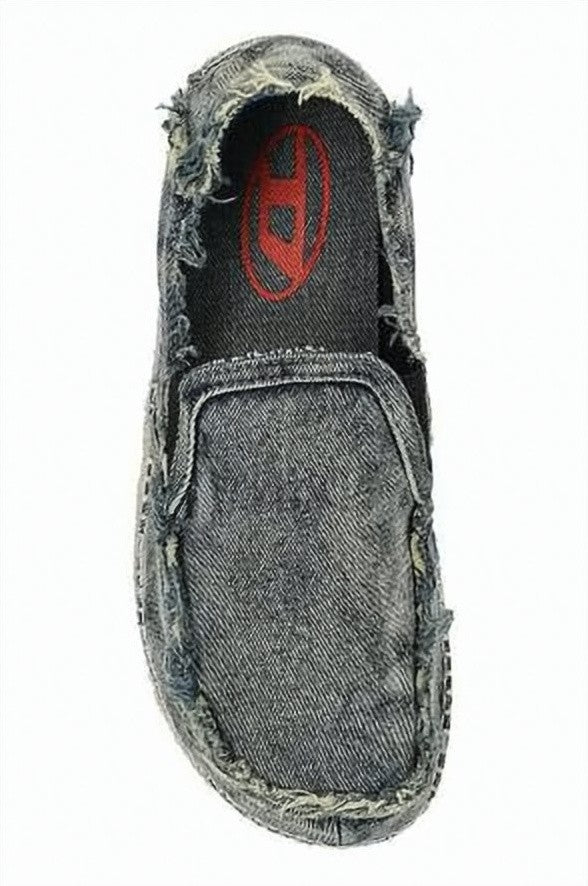 Diesel Distressed Denim Slip-On Sneakers