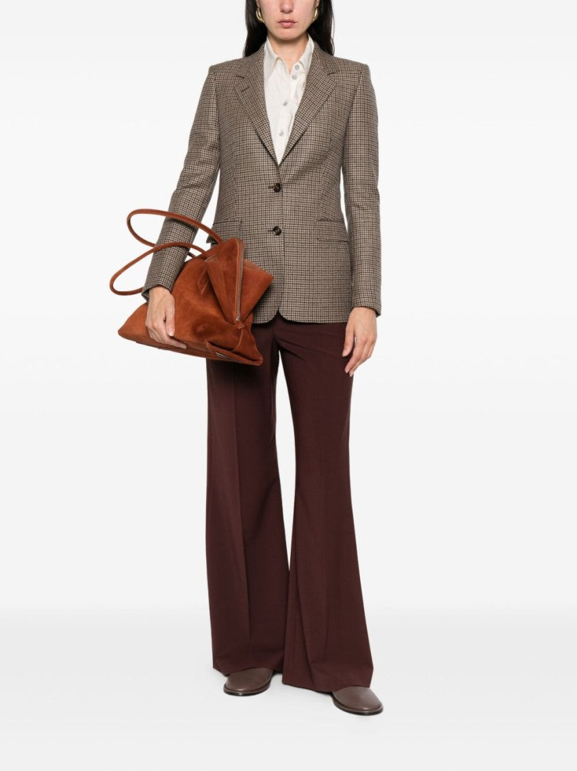Tagliatore Houndstooth Patterned Brown Tailored Jacket