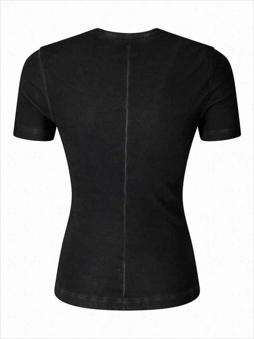 Helmut Lang Fitted Black Short-Sleeve T-Shirt With Subtle Seam Detail