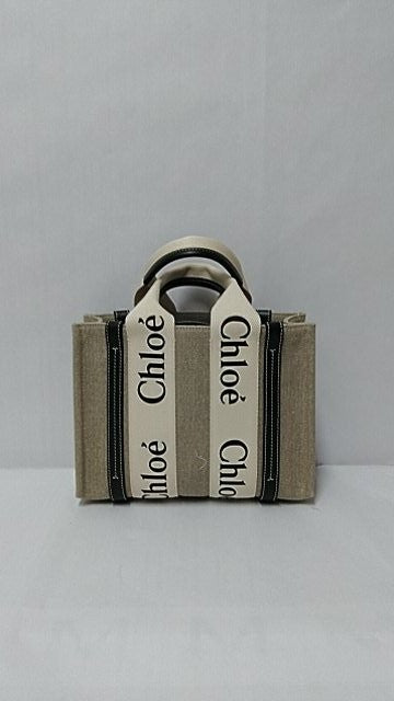 Chloé Structured Linen And Calf Leather Bag