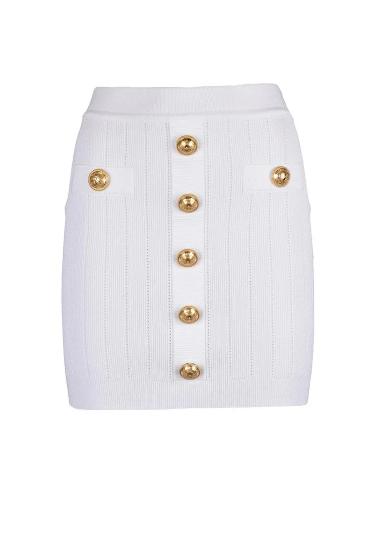 Balmain Knit Mini Skirt - White