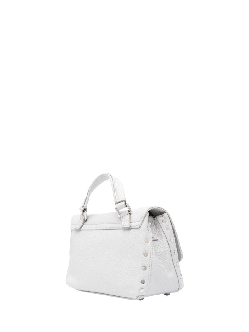 Zanellato Light Grey Pebbled Calf Leather Shoulder Bag