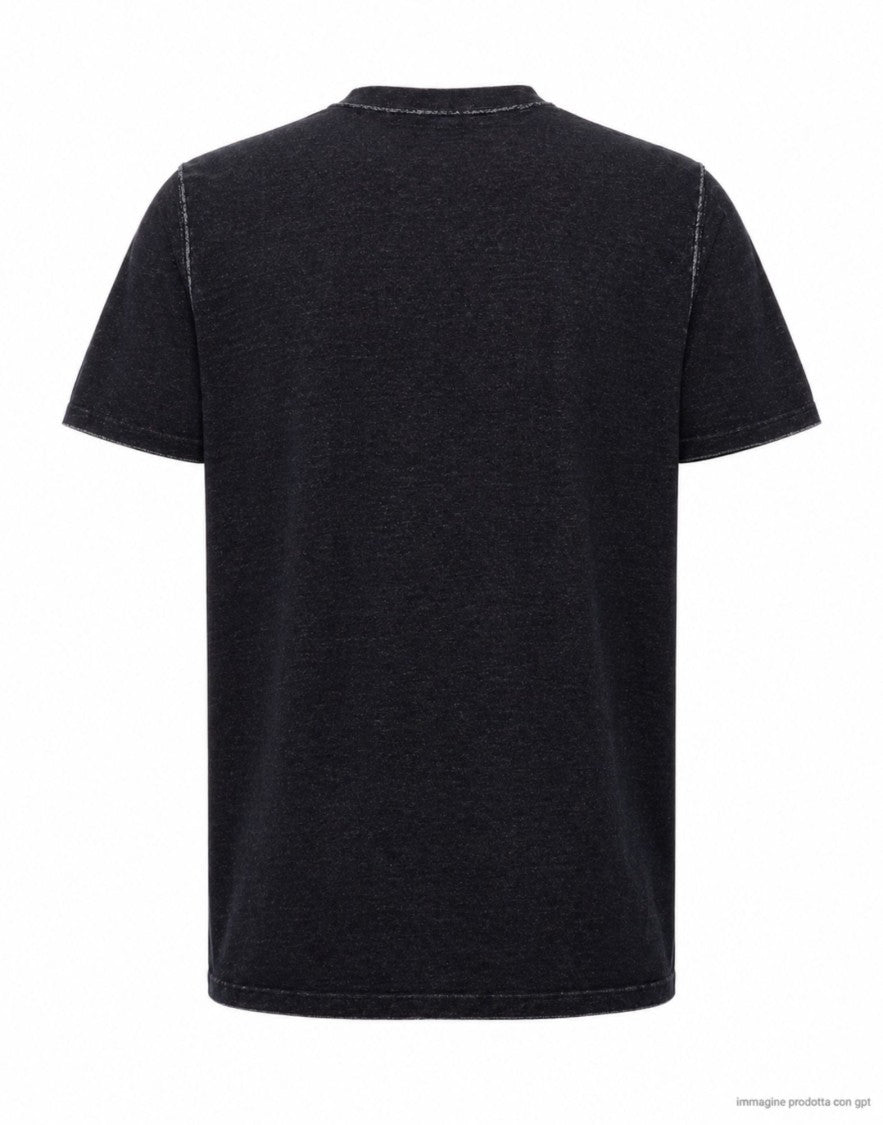 Fabrizio Del Carlo Black Round Neck Cotton Casual T-Shirt
