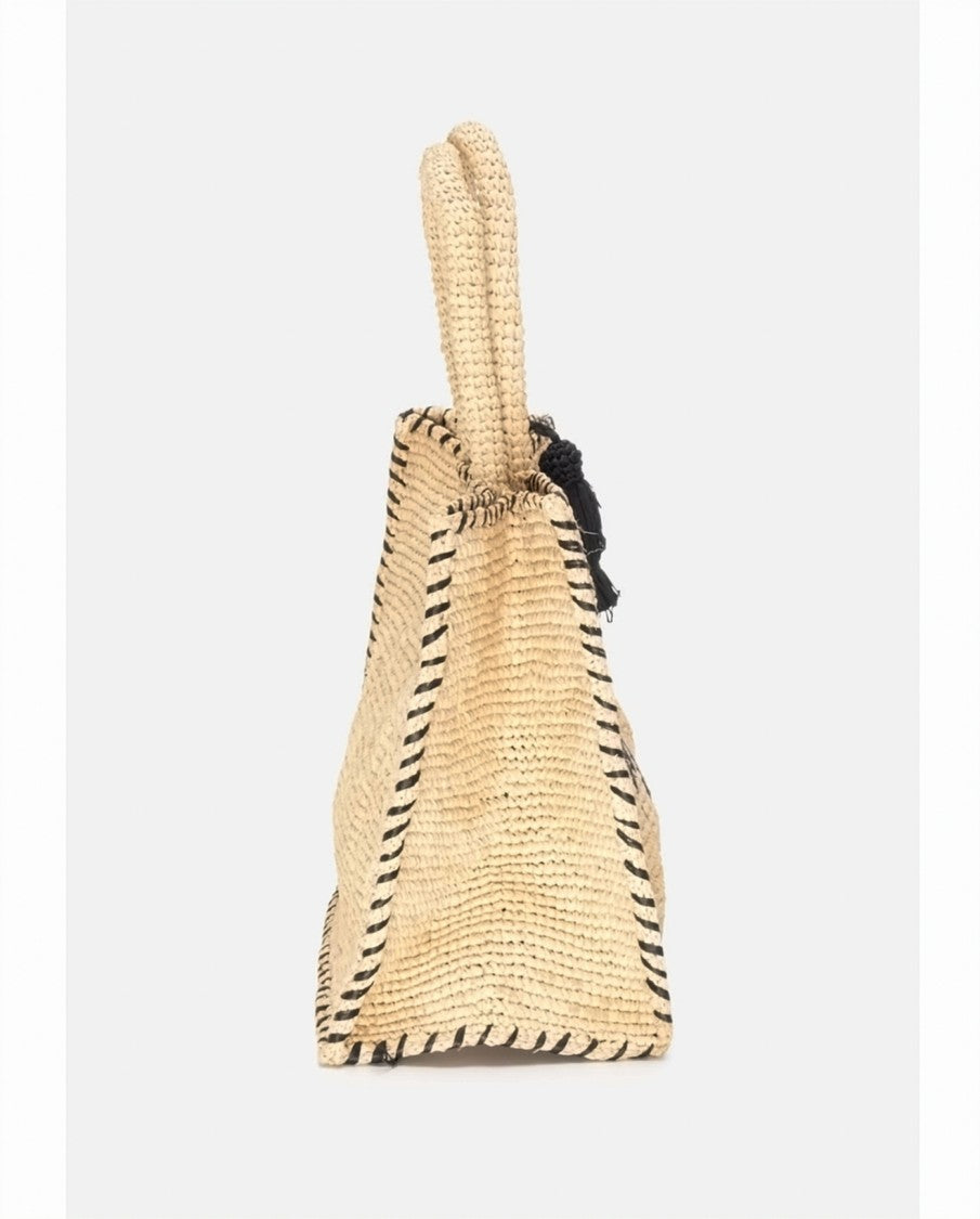 Mc2 Saint Barth Rectangular Woven Tote Bag With Embroidered Detail