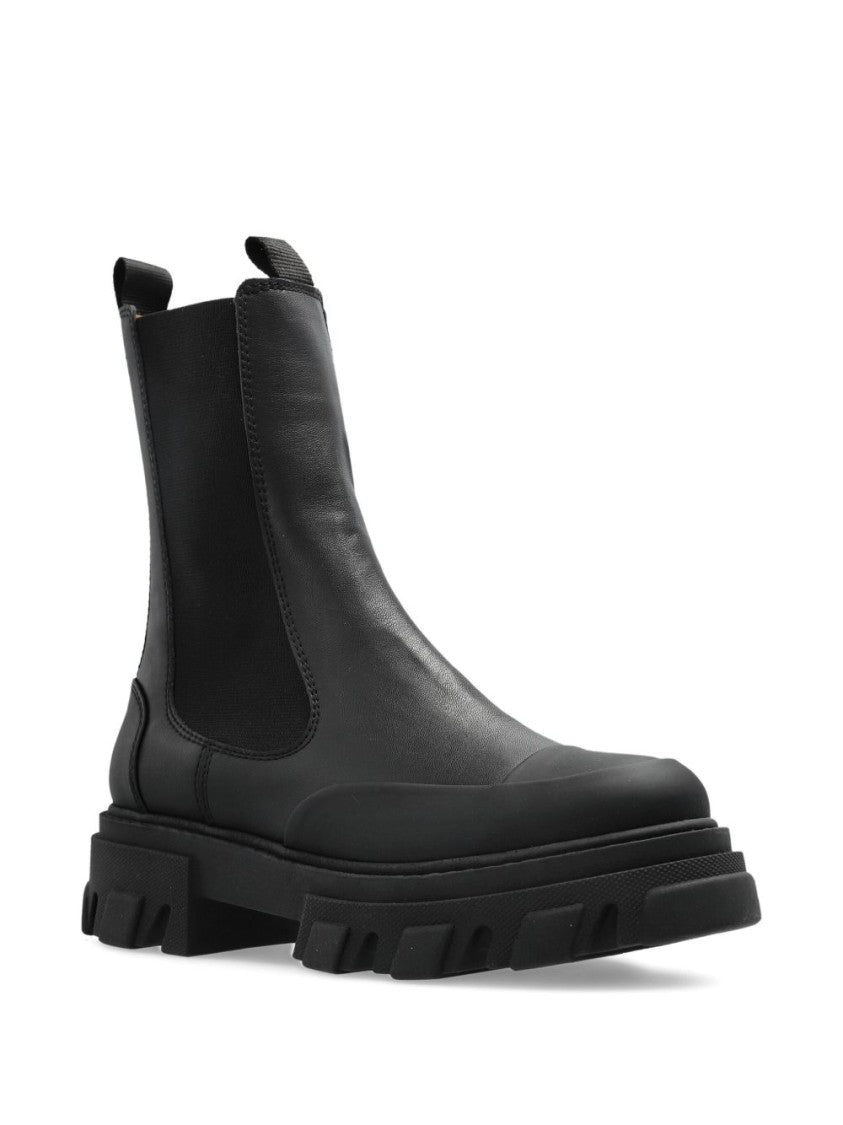 Ganni Black Chunky Sole Slip-On Elastic Boots