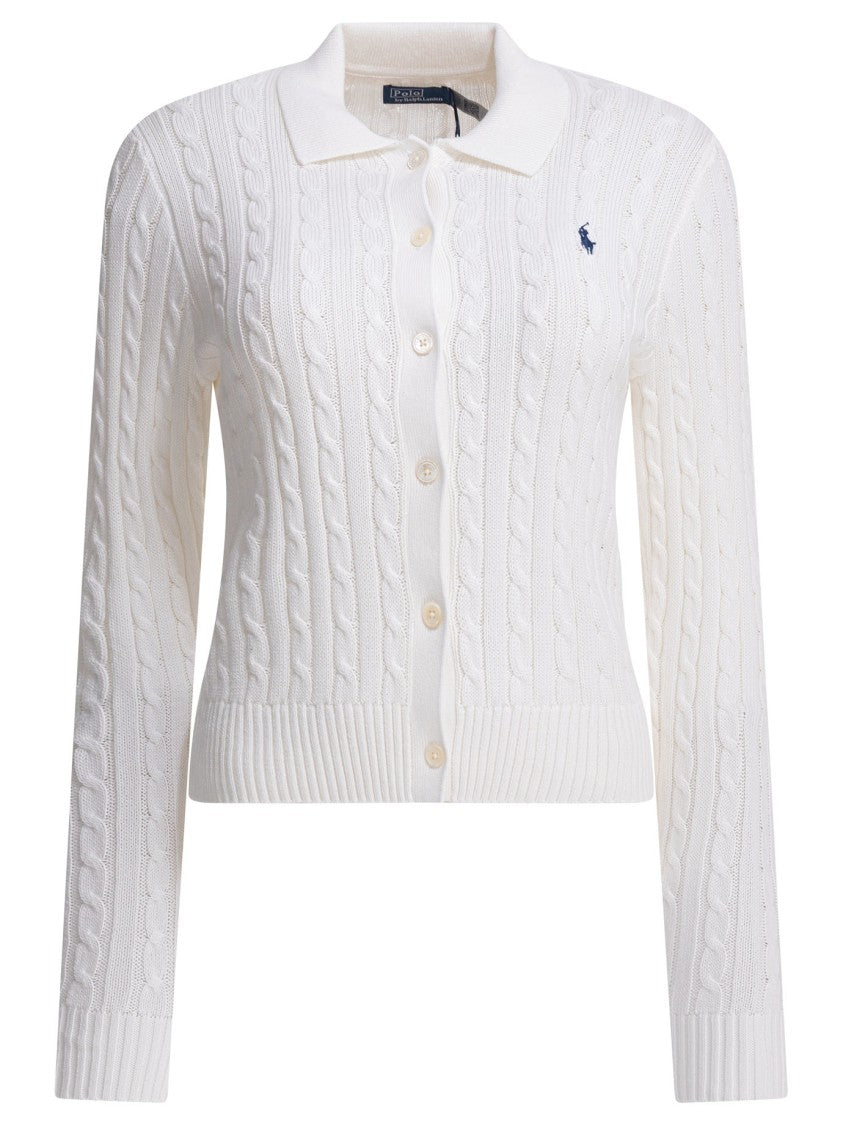 Polo Ralph Lauren Button-Down White Cable Knit Cardigan