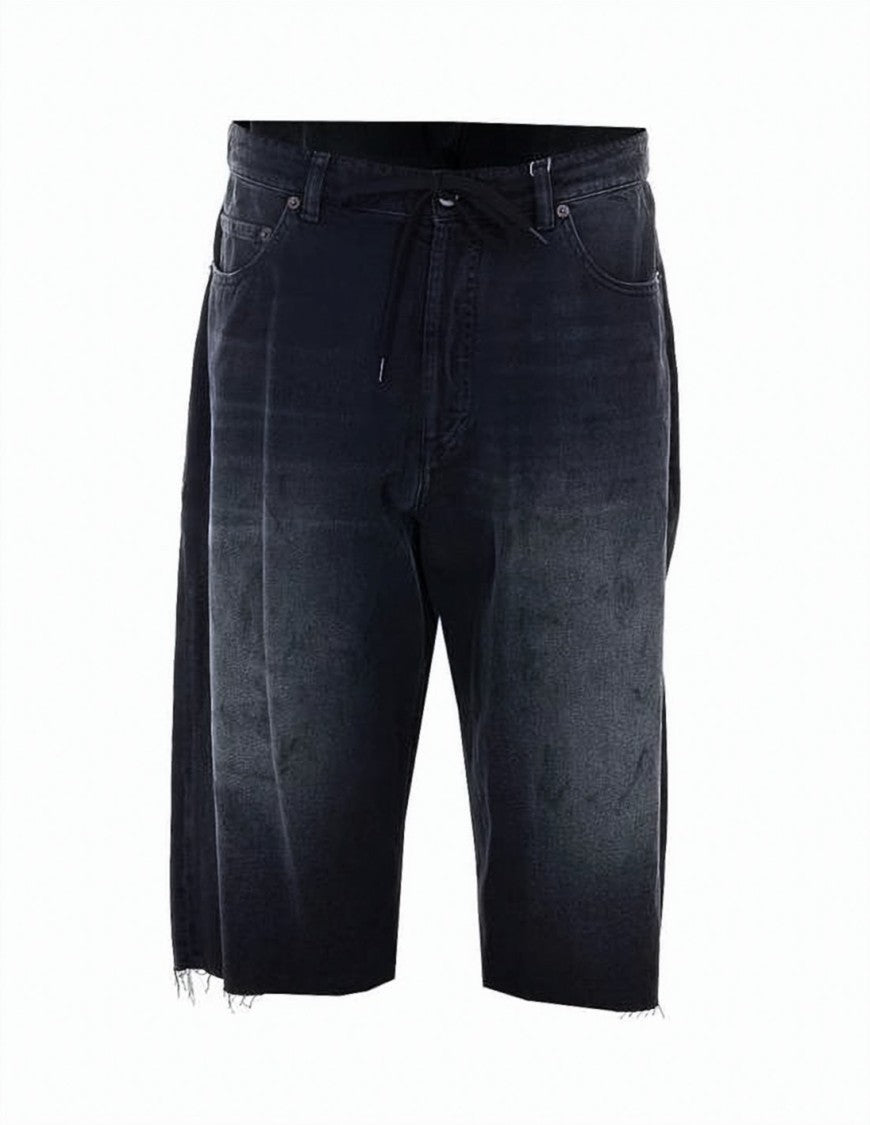 Mm6 By Maison Margiela Casual Dark Denim Shorts With Frayed Hem