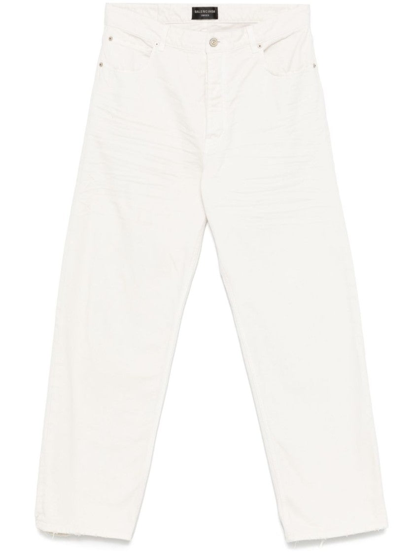 Balenciaga Distressed-Effect White Jeans With Classic Five-Pocket Design