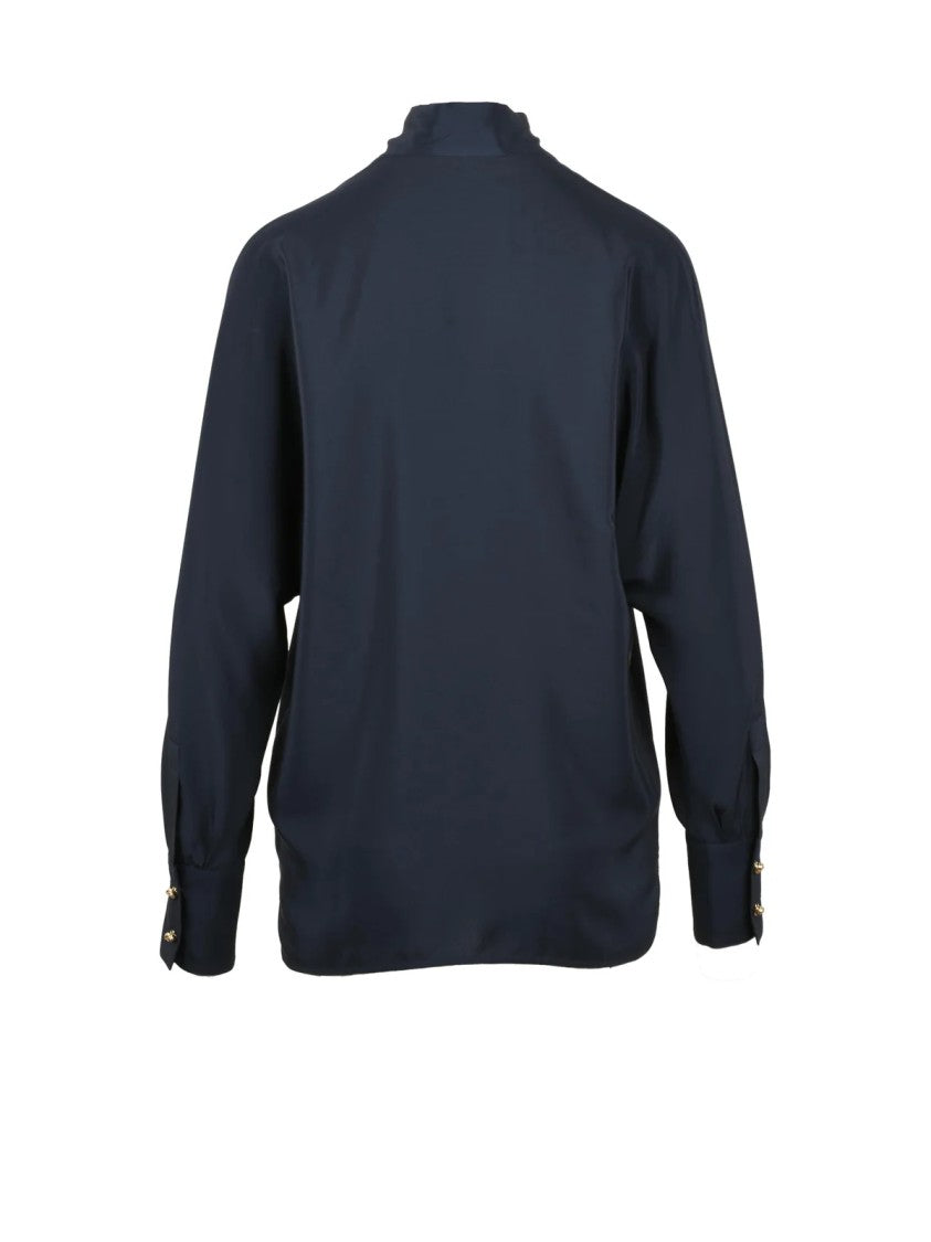 Max Mara Caco Blouse In Flowing Silk With Tie Neckline