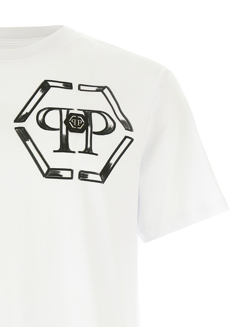 Philipp Plein Crewneck T-Shirt With Front Logo Print