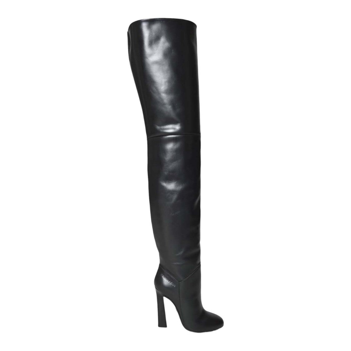 Dsquared2 Over-The-Knee Black Leather Boots With Block Heel