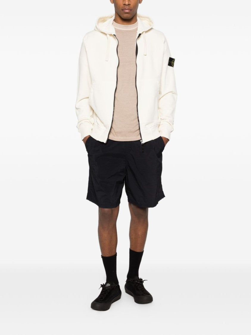 Stone Island Relaxed Fit Blue Shorts With Adjustable Waistband And Functional Pockets