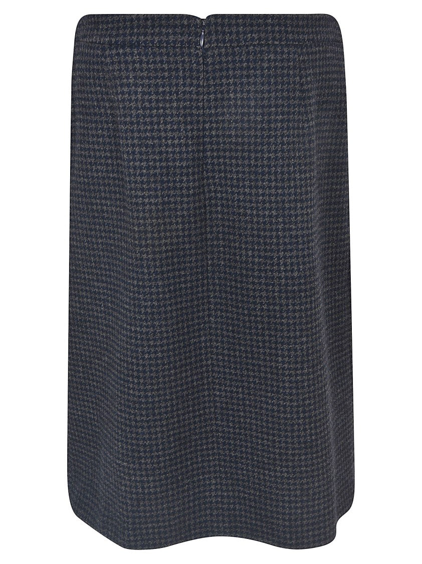 Etro Houndstooth Wool Mini Back Zipper Skirt