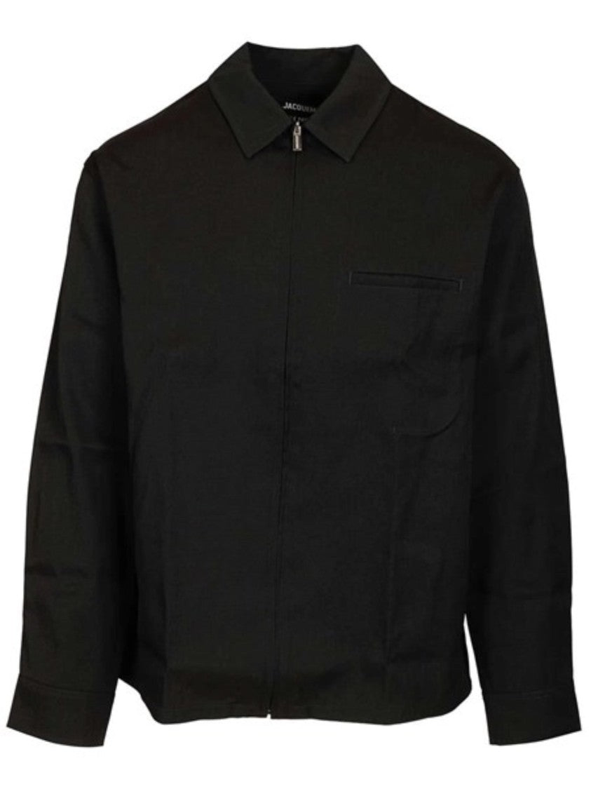 Jacquemus Black Workwear Design Virgin Wool Shirt