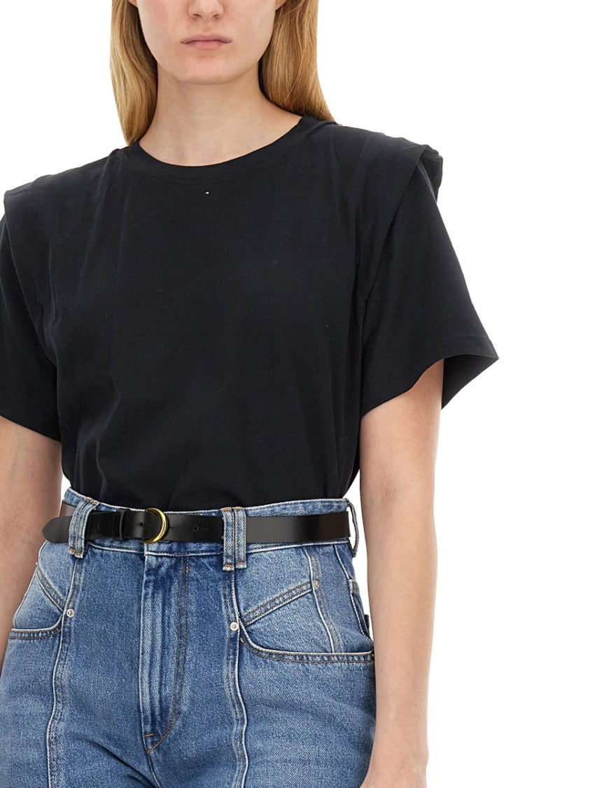 Isabel Marant Neutrals Zelitos Cropped Boxy Cotton T-Shirt