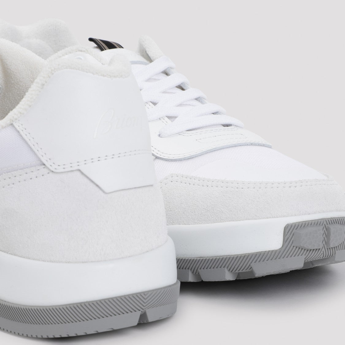 Brioni White Suede Leather Trainer Sneakers
