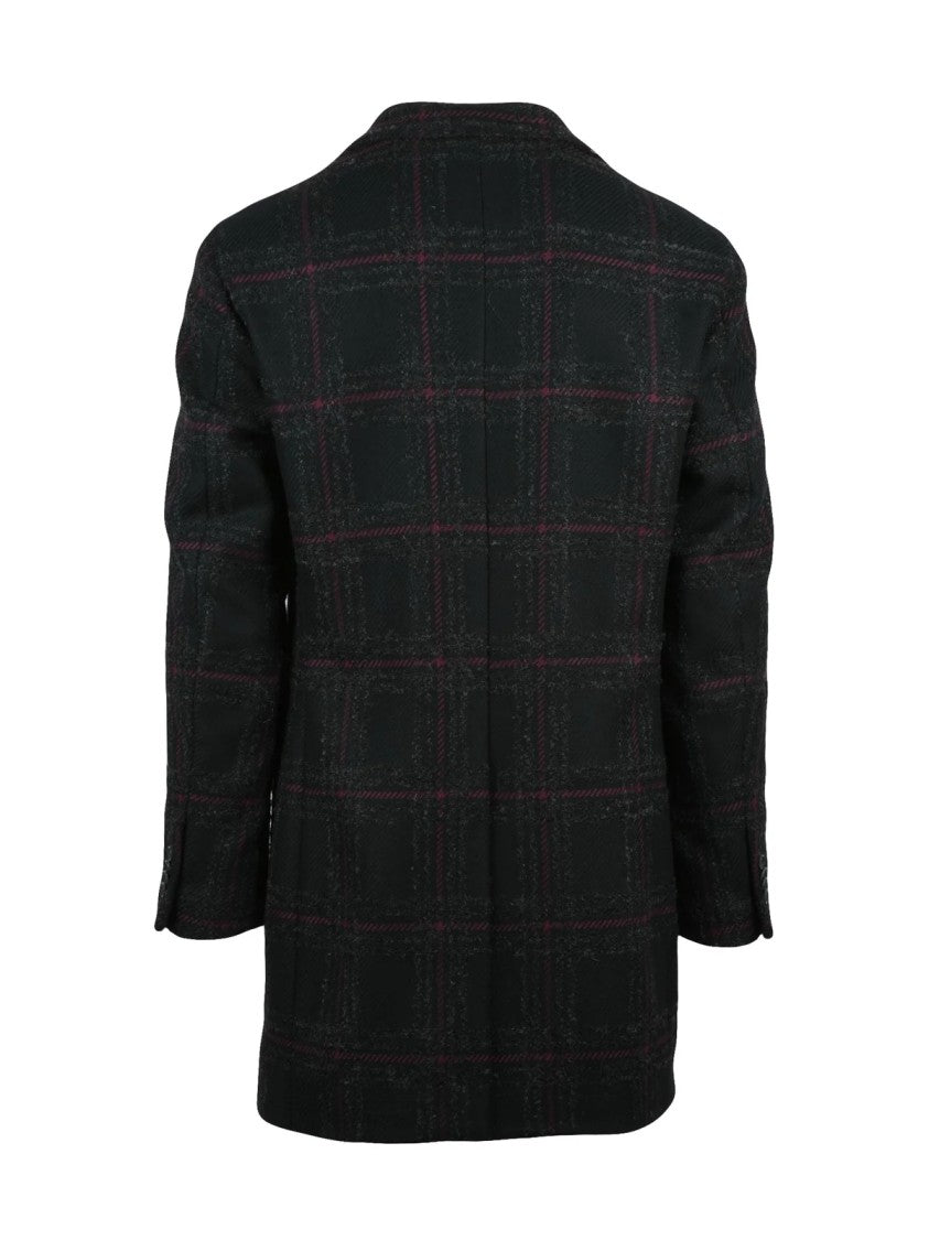 L.B.M. 1911 Black-Bordeaux Wool-Blend Coat