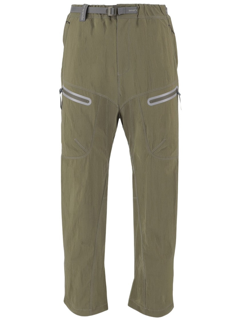 And Wander Khaki Nylon Trousers With Adjustable Drawstring