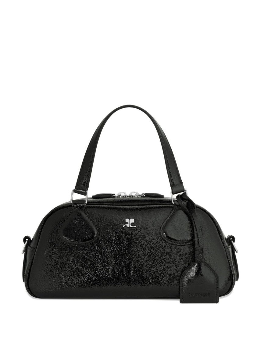 Courrèges Structured Black Leather 'Friday' Tote