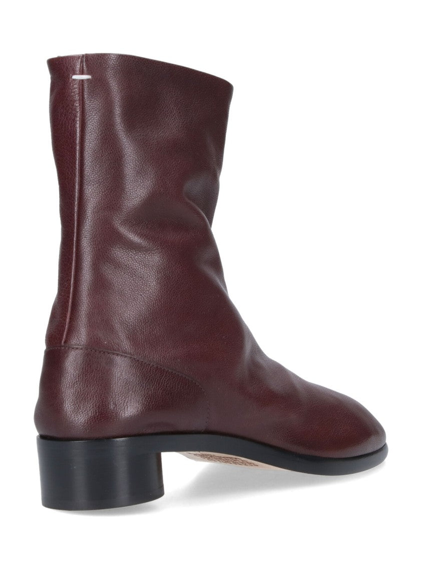 Maison Margiela Ankle-High Split-Toe Brown Leather Boots