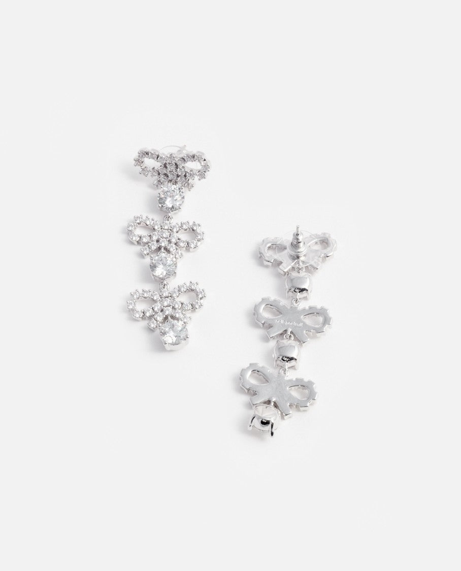 Self-Portrait Micro Bow Crystal Tiered Earrings