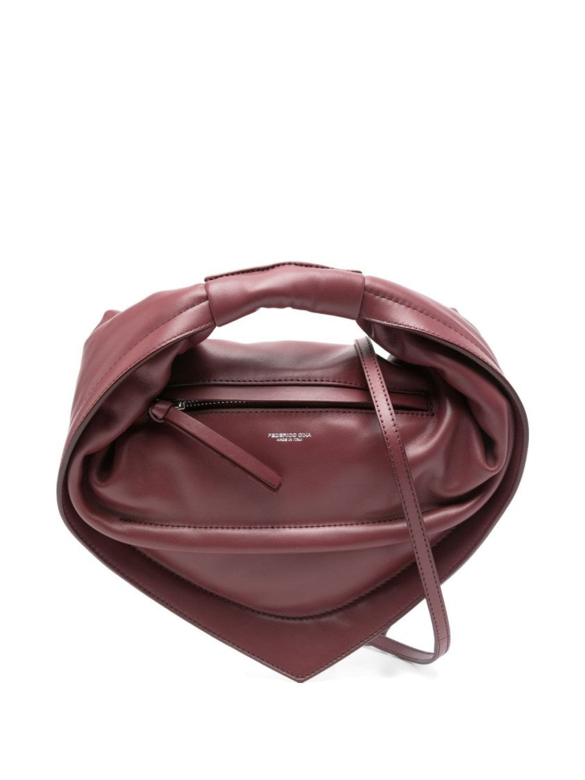 Federico Cina Sculptural Bordeaux Handbag With Lambskin Handle