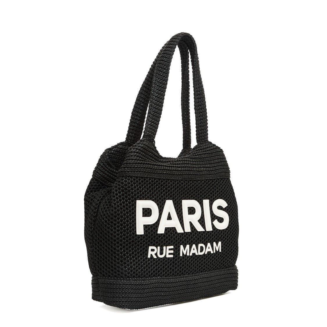 Rue Madame Textured Raffia Shopping Bag With Bold Logo