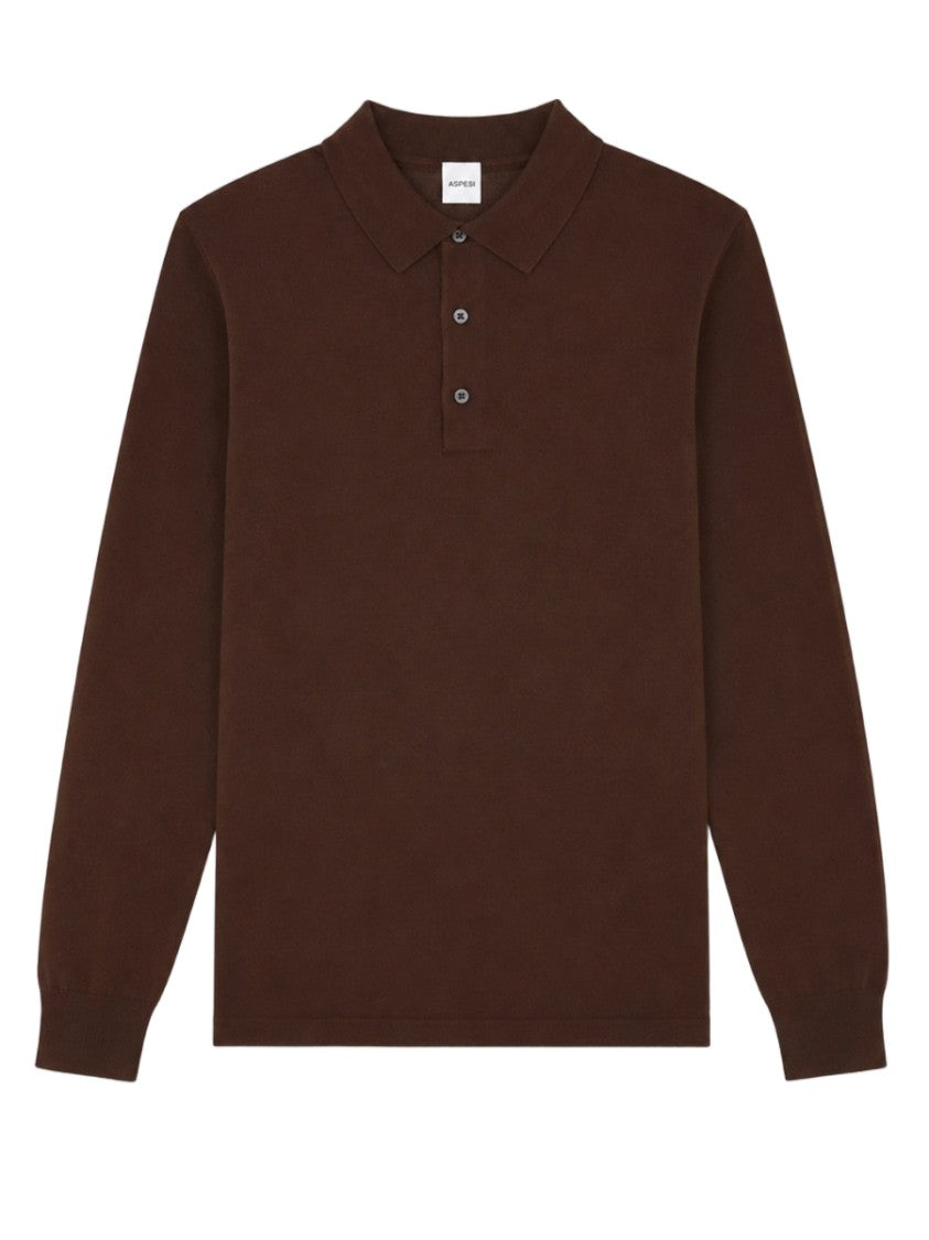 Aspesi Long-Sleeve Virgin Wool Polo Shirt