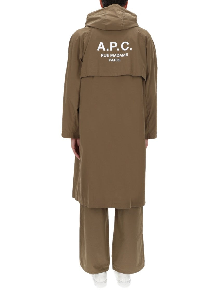 A.P.C. Brown Hooded Relaxed Trench Coat