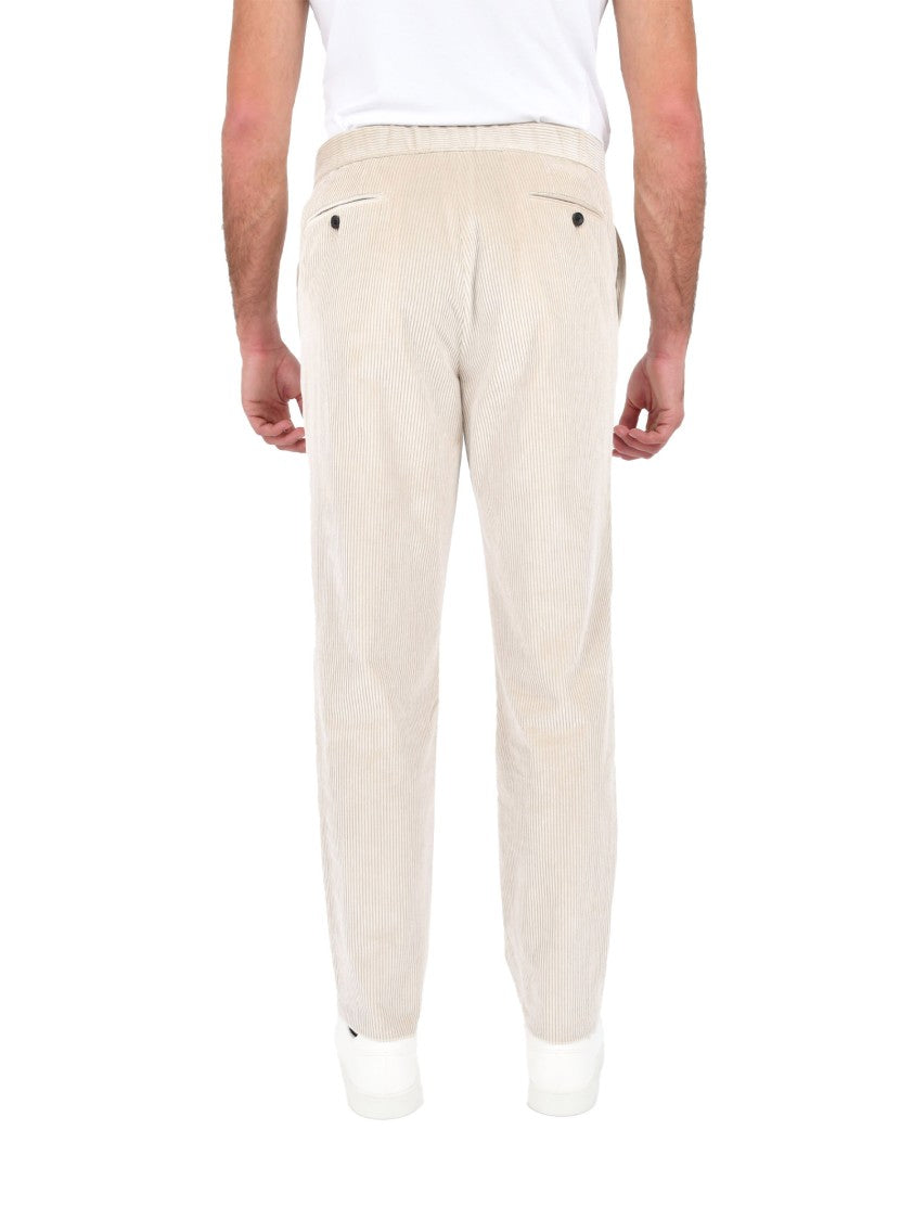 Drumohr White Cotton Velvet Trousers