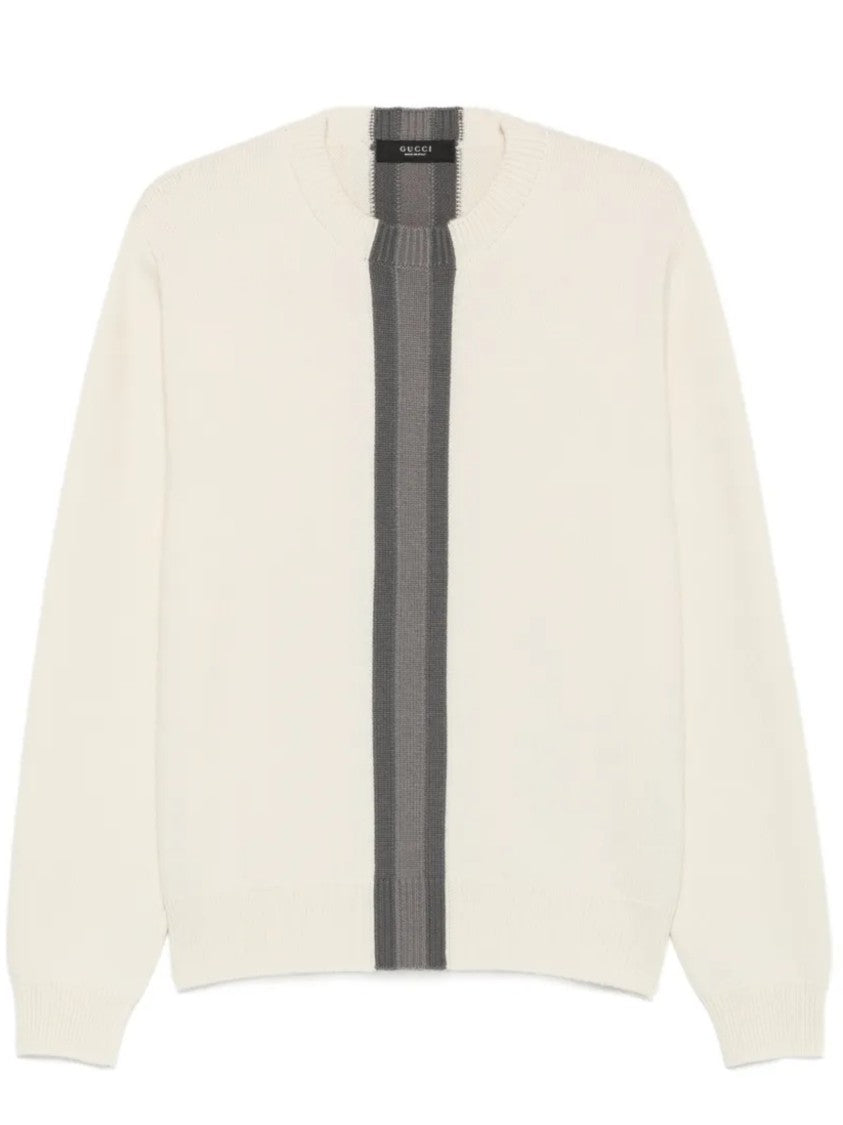 Gucci Minimalist Crewneck Sweater With Vertical Stripe Design