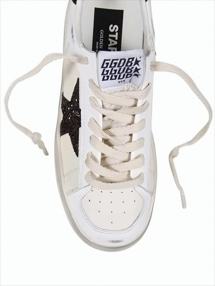 Golden Goose Distressed Nappa Leather Low-Top Sneakers With Glitter Details