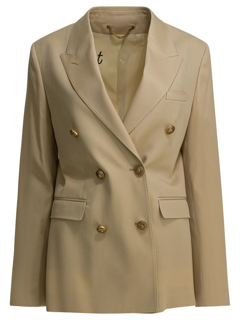 Golden Goose Tailored Double-Breasted Beige Virgin Wool Coat