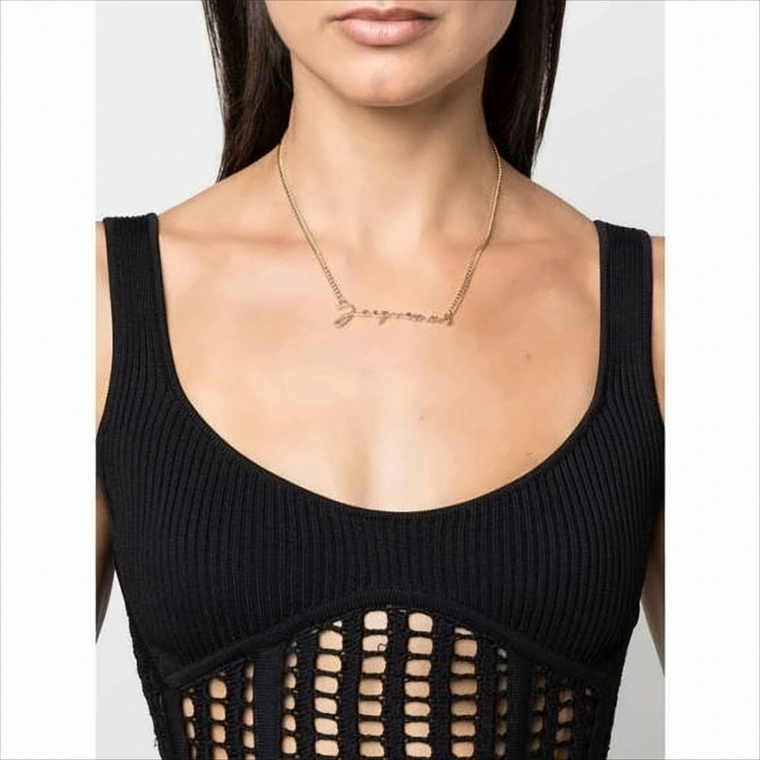 Jacquemus Gold Script Pendant Necklace From