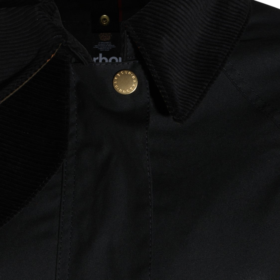 Barbour Black Beadnell Waxed Corduroy Collar Jacket