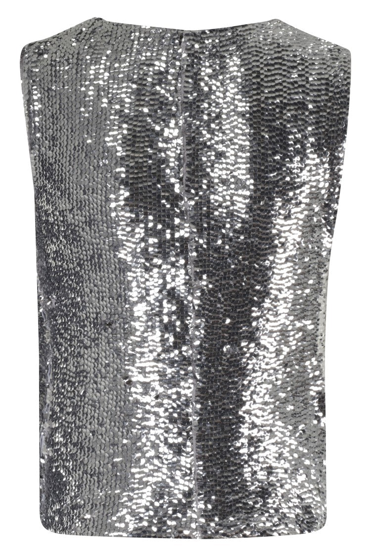 Giuseppe Di Morabito Sequined Sleeveless Top With Draped Design