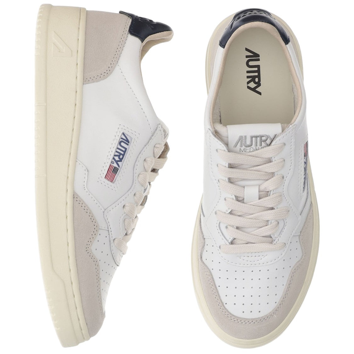 Autry Low Leather Sneakers With Perforated Toe