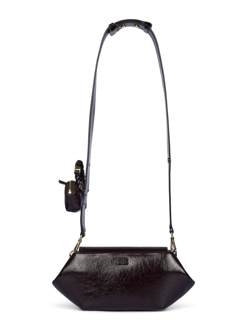 Ganni Black Elongated Hexagonal Gold-Tone Shoulder Bag