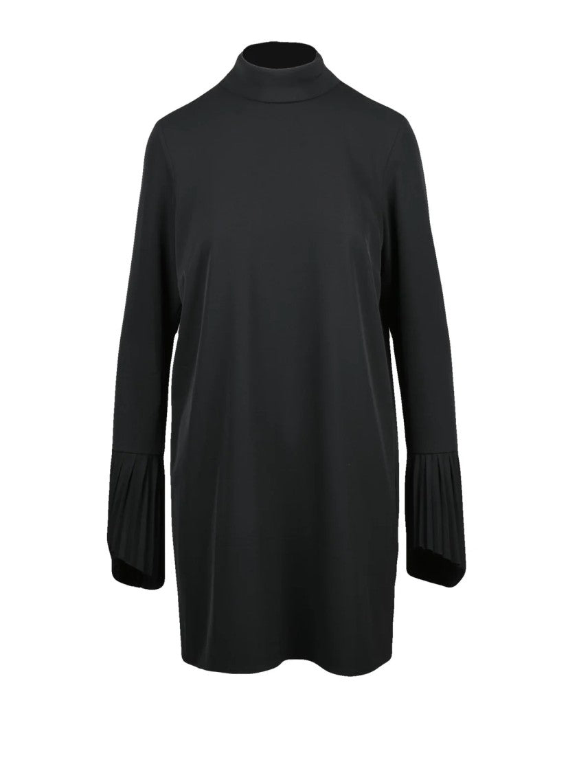 Department 5 Black Pleated Cuffs Stretch Sheath Dress
