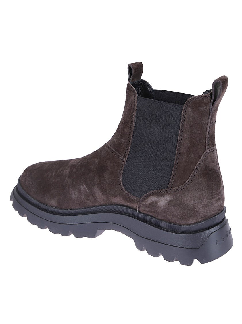 Hogan Brown Suede Chelsea Boots With Memory Foam Comfort