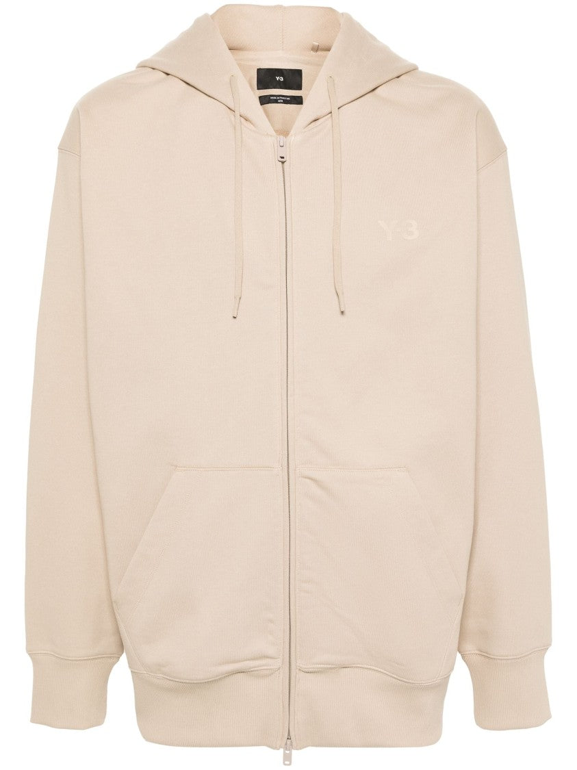 Y-3 Logo-Print Zip-Up Hoodie