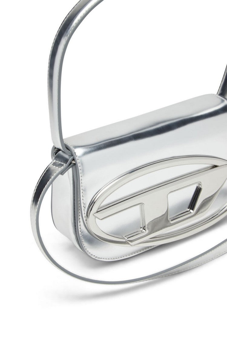 Diesel Silver Metallic Leather Shoulder Bag