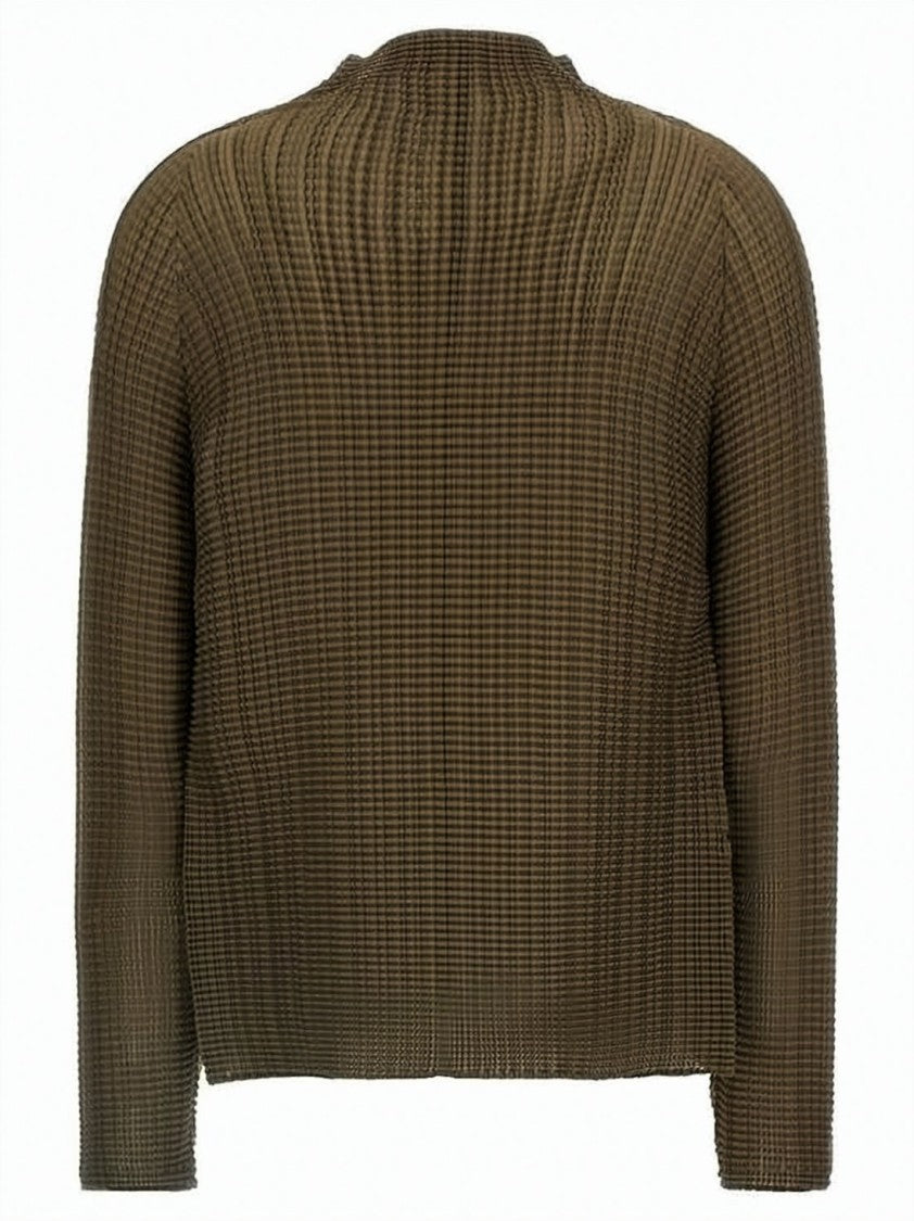 Issey Miyake Textured Pleated Blouse With Open Front Detail